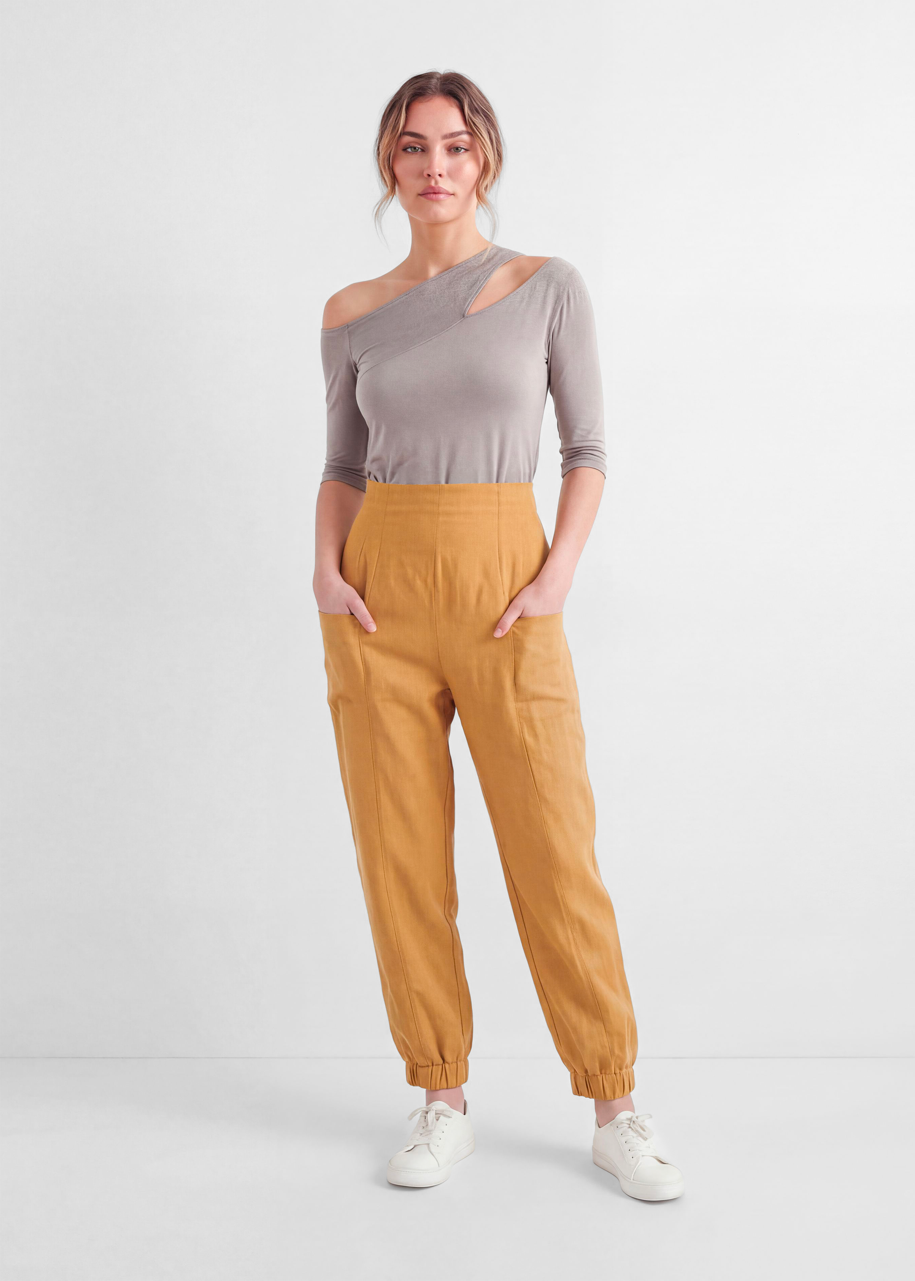Dark Yellow Linen Cocoon Pants
