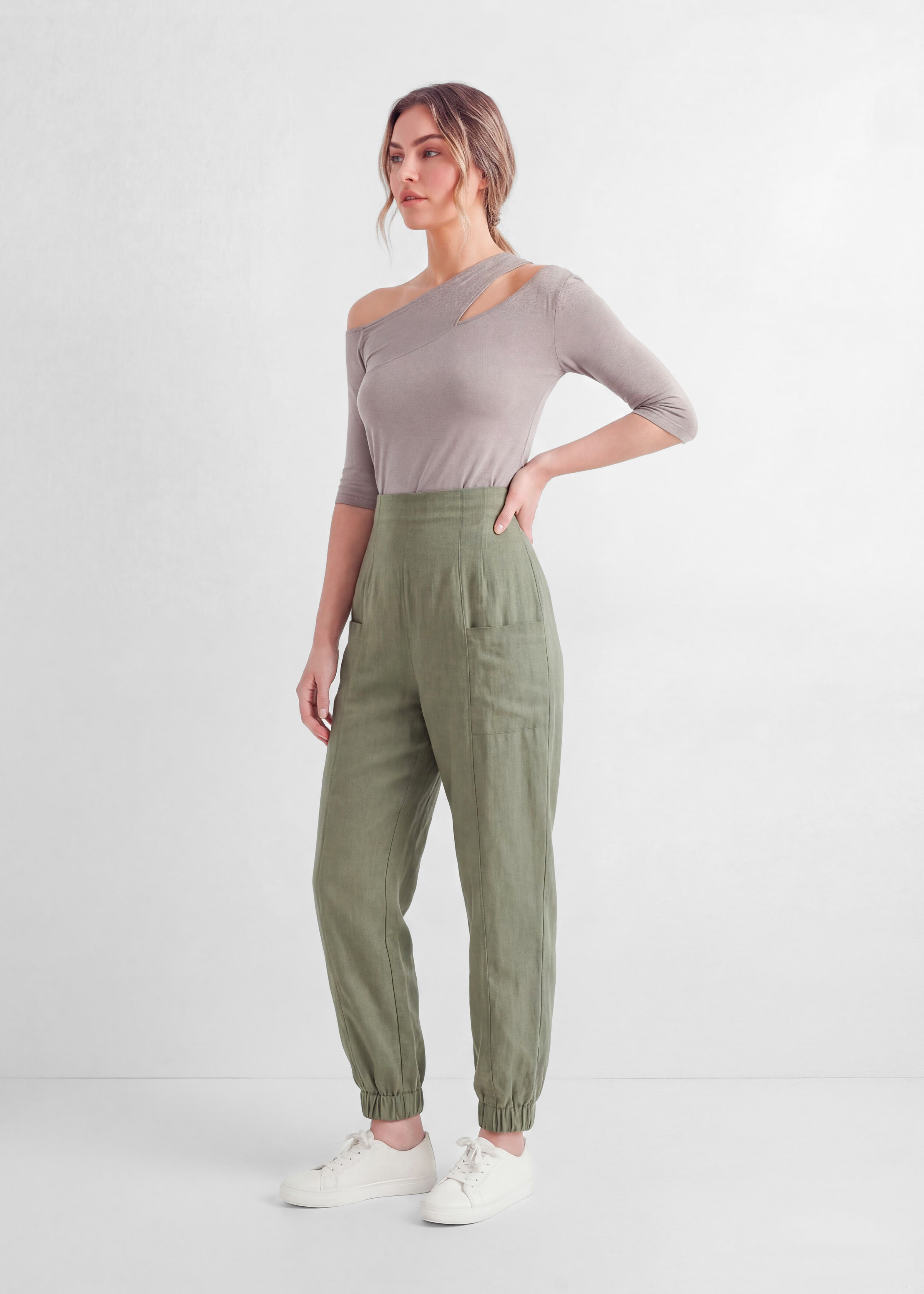 Light Army Linen Cocoon Pants